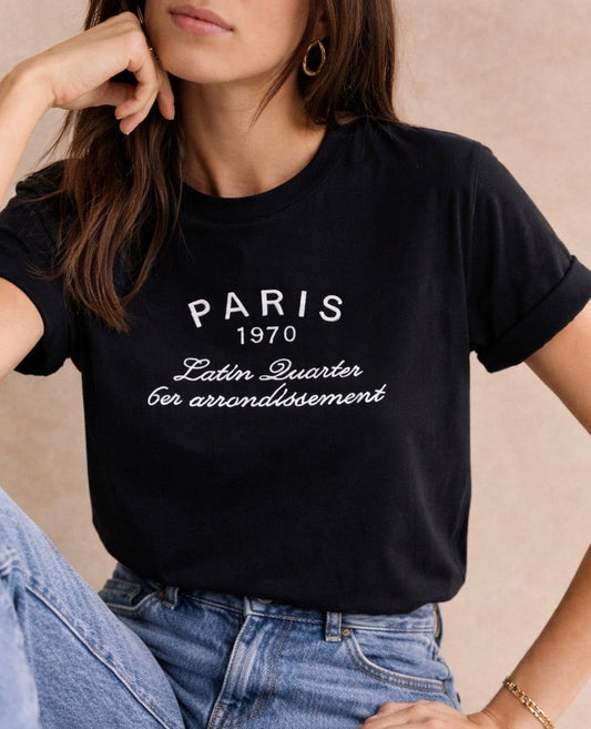 Polera Negra mujer Paris- Manga Corta