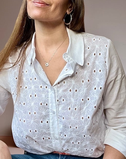 Camisa Blanca de broderie Danna - Manga Larga