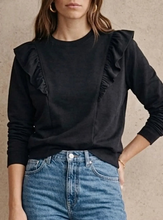 Poleron Negro mujer con Volados - Talla Única
