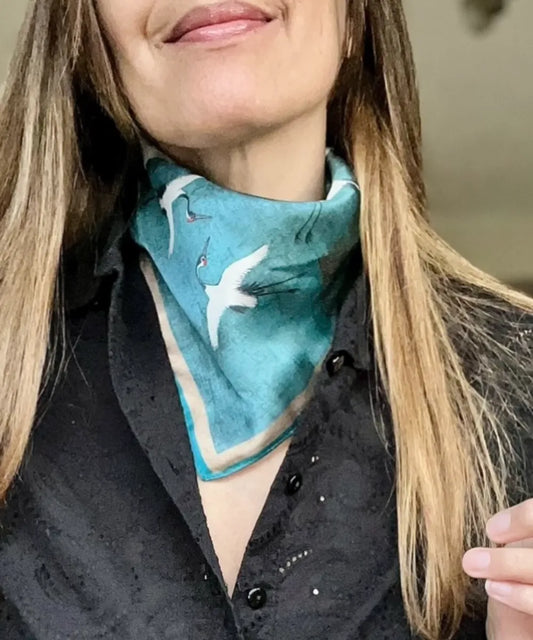 Pañuelo seda grullas