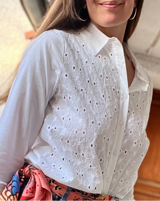Camisa Blanca de broderie Danna - Manga Larga