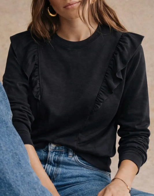 Poleron Negro mujer con Volados - Talla Única