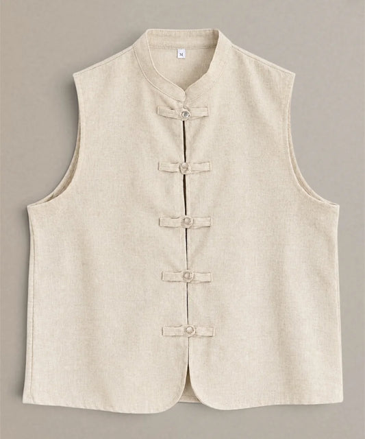 Chaqueta cuello mao beige